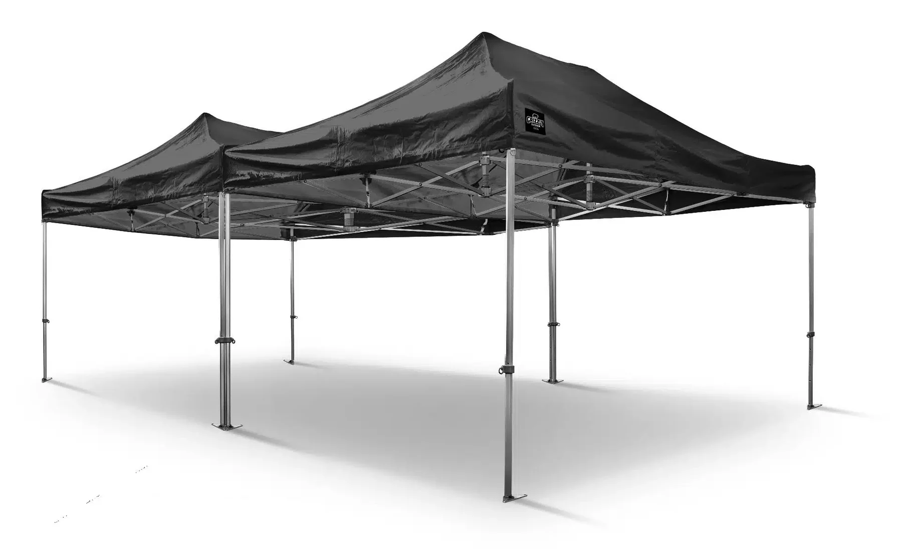 Zwarte easy-up tent van 3 bij 3 meter